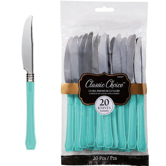 Mint Green Premium Plastic Knives (Pack of 20)