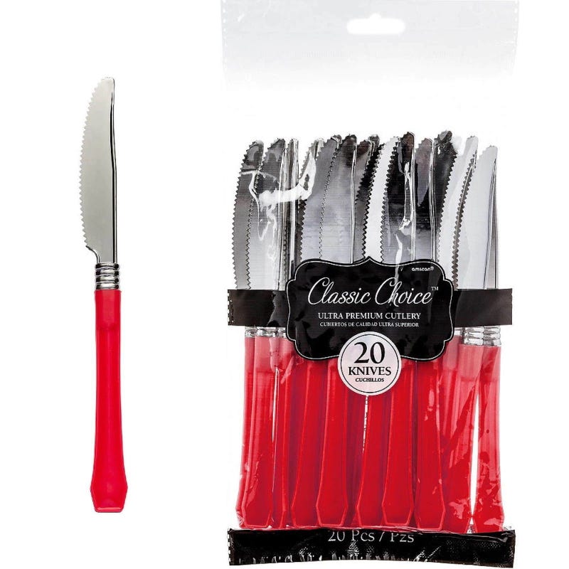 Red Premium Plastic Knives (Pack of 20)