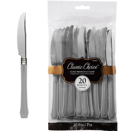 Silver Premium Plastic Knives (Pack of 20)