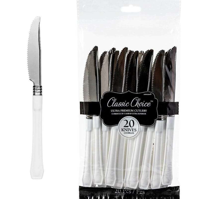 White Premium Plastic Knives (Pack of 20)