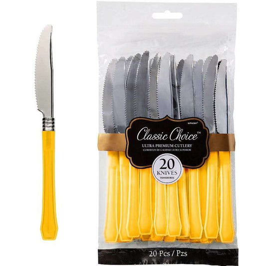 Yellow Premium Plastic Knives (Pack of 20)