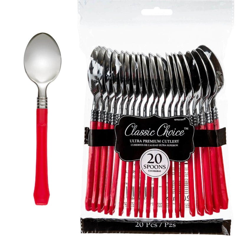 Red Premium Plastic Spoons (Pack of 20)