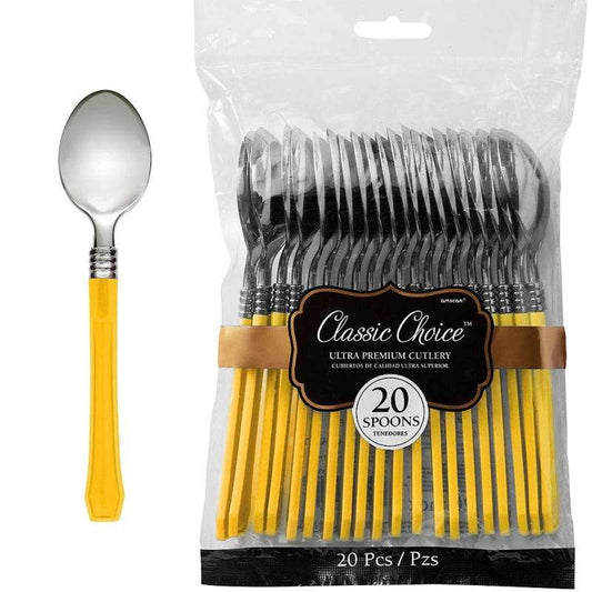 Yellow Premium Plastic Spoons (Pack of 20)