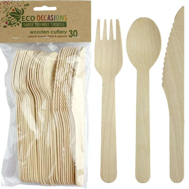 Wooden Cutlery Set (30 Piece)