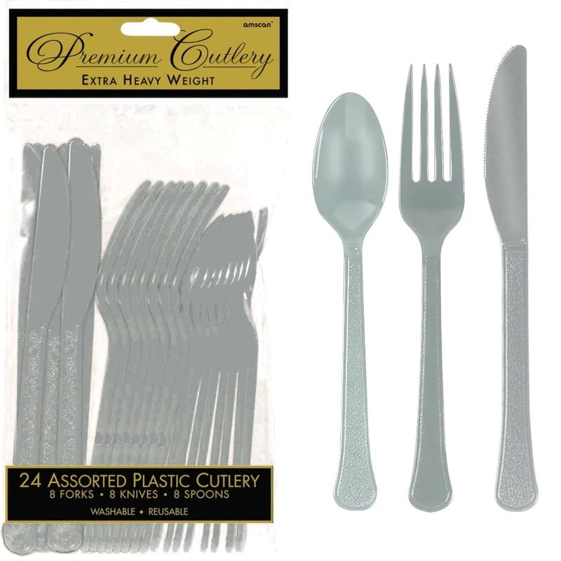 Silver Reusable Cutlery (Pack of 24)