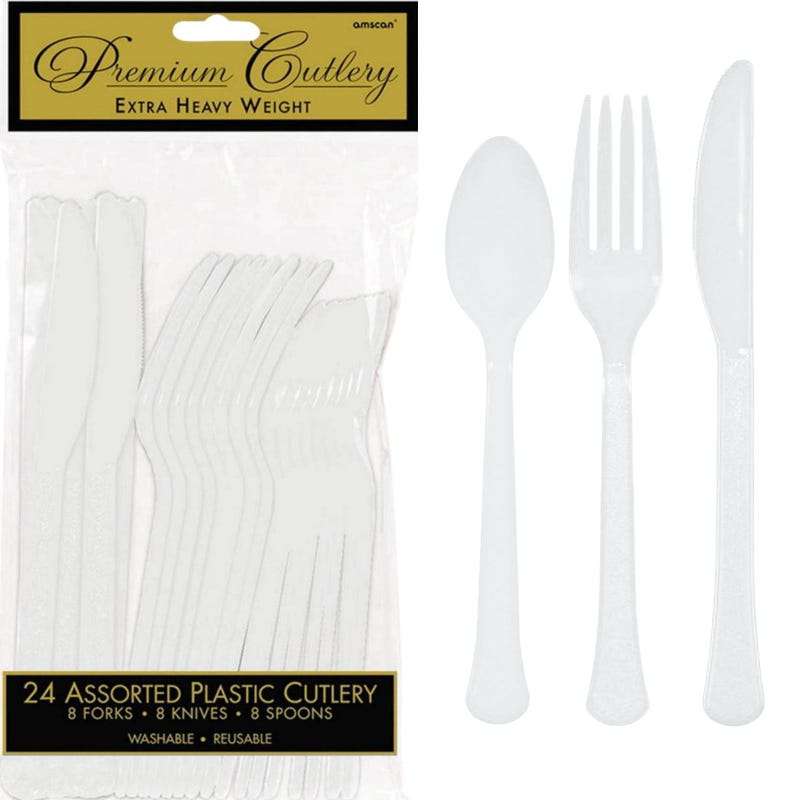 White Reusable Cutlery (Pack of 24)