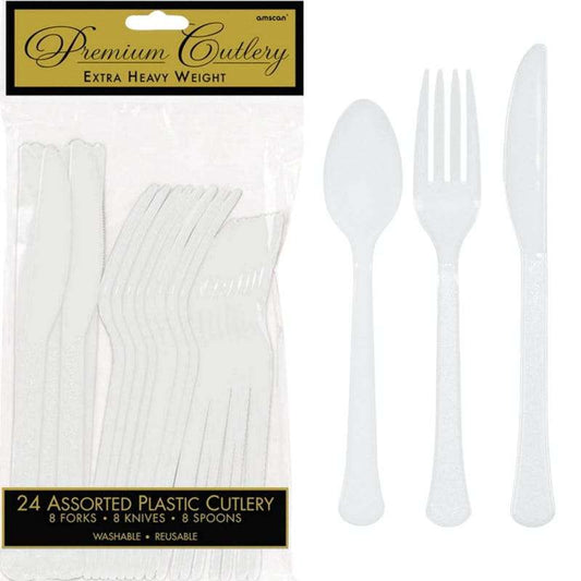 White Reusable Cutlery (Pack of 24)