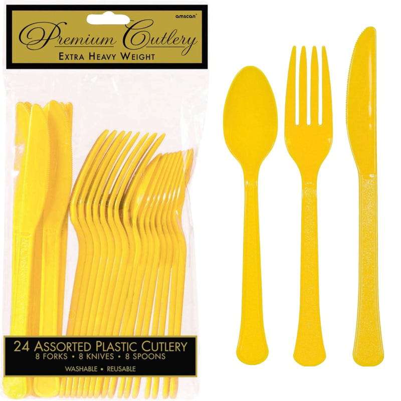 Yellow Reusable Cutlery (Pack of 24)