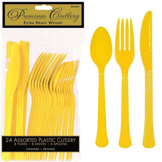 Yellow Reusable Cutlery (Pack of 24)