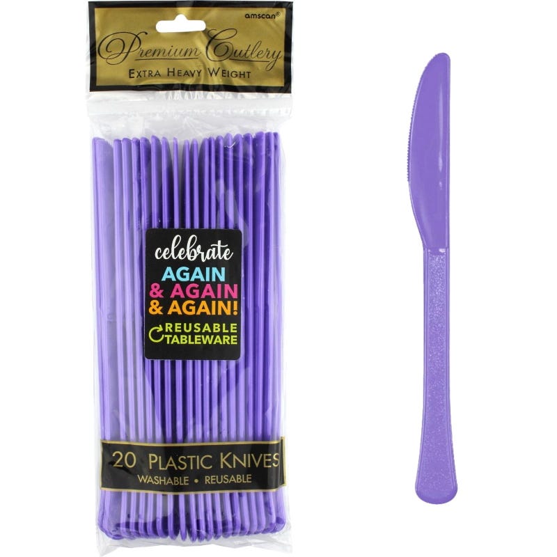 Purple Reusable Knives (Pack of 20)