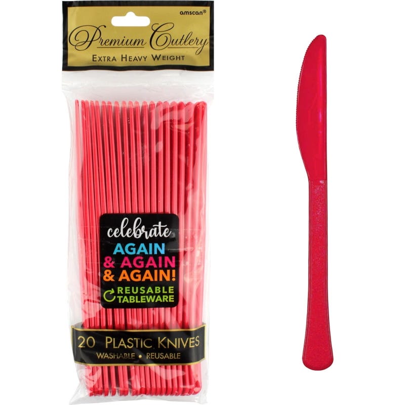 Red Reusable Knives (Pack of 20)