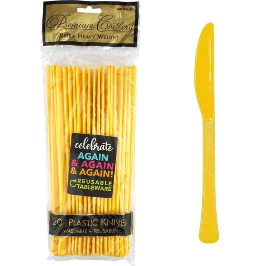 Yellow Reusable Knives (Pack of 20)