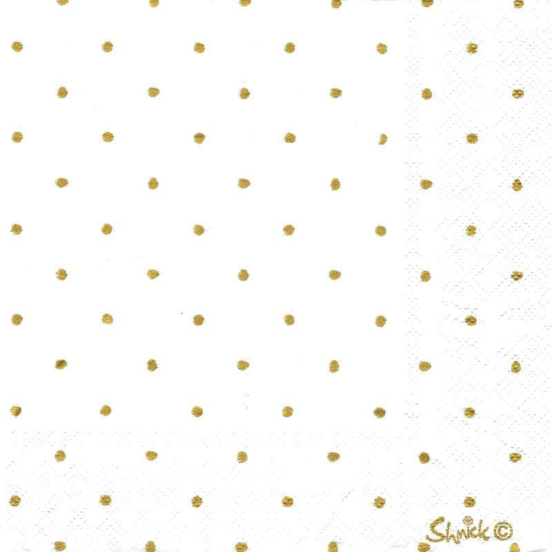 White and Gold Dot Large Napkins / Serviettes (Pack of 20)