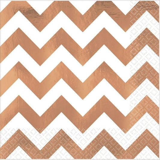 Rose Gold Chevron Large Napkins / Serviettes (Pack of 16)