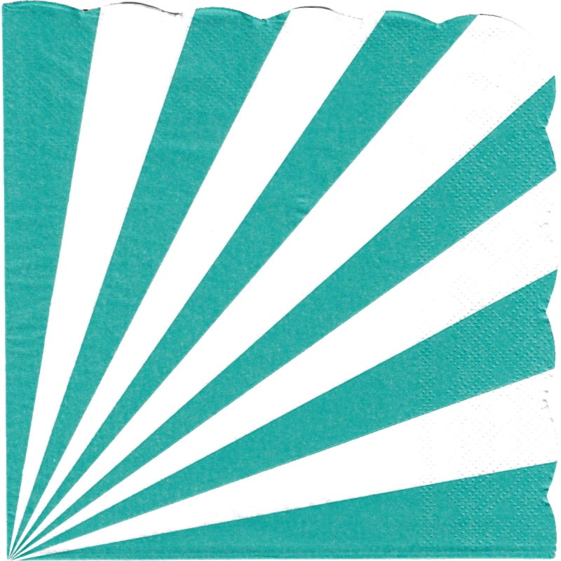 Teal & White Candy Stripe Large Paper Napkins / Serviettes (Pack of 16)