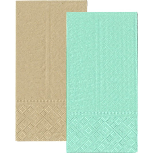 Mint Green and Eco Brown Napkins / Serviettes 1 / 8 GT Fold (Pack of 20)