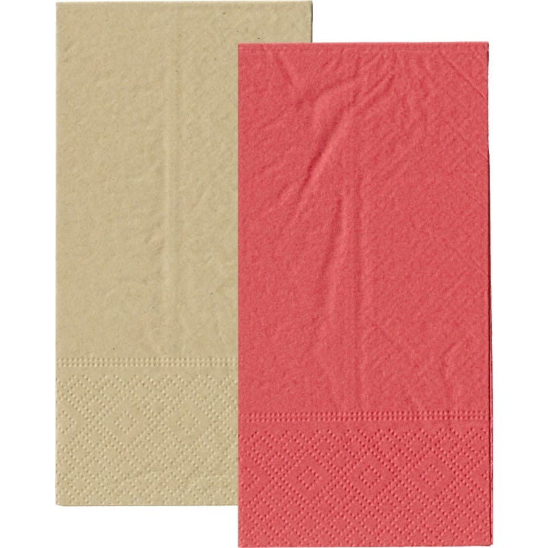 Red and Eco Brown Napkins / Serviettes 1 / 8 GT Fold (Pack of 20)