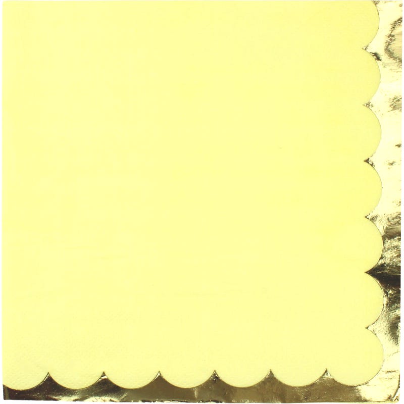 Pastel Yellow & Gold Large Paper Napkins / Serviettes (Pack of 20)