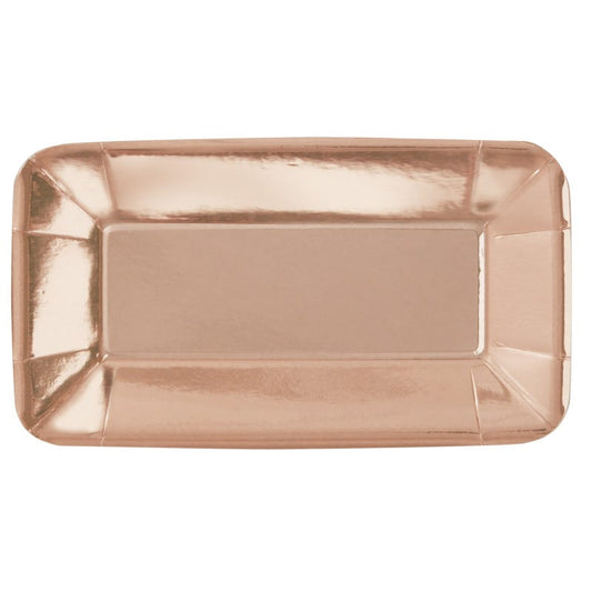 Rose Gold Foil Rectangular Appetizer Plates (Pack of 8)