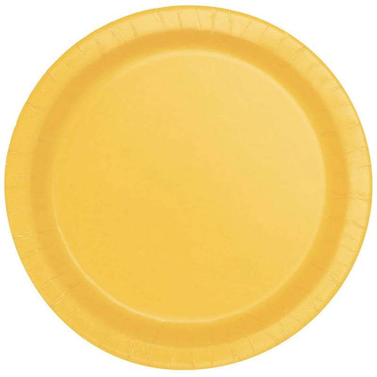 Yellow Large Round Paper Plates (Pack of 8)