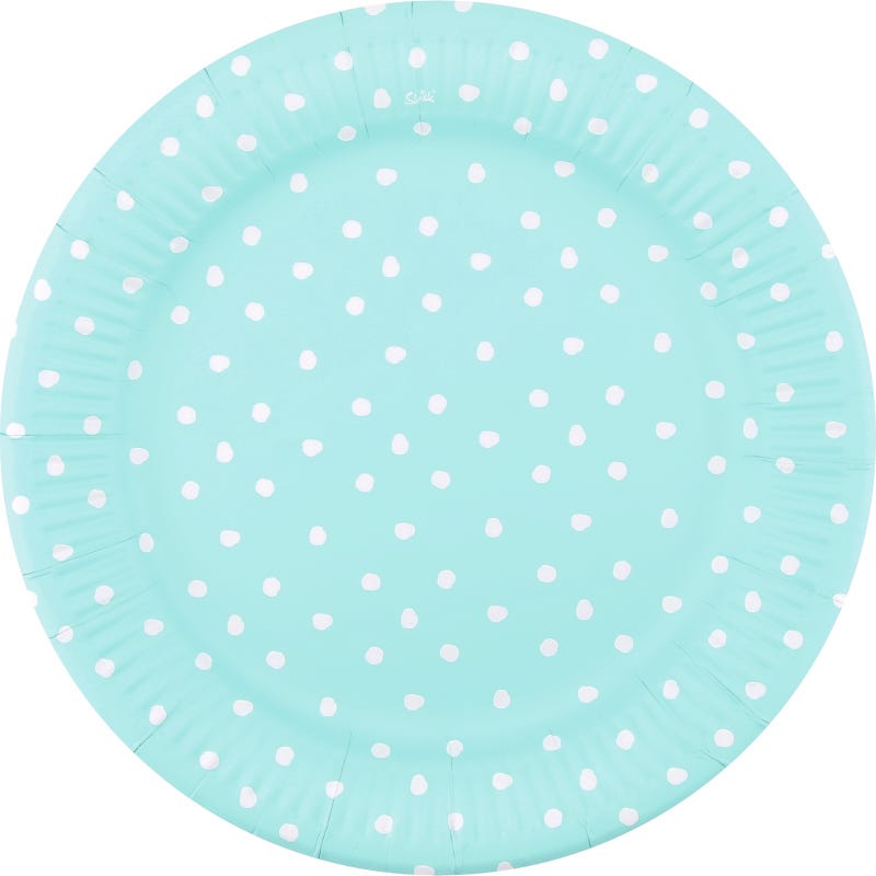 Pastel Blue and White Dot Large Paper Plates (Pack of 12)