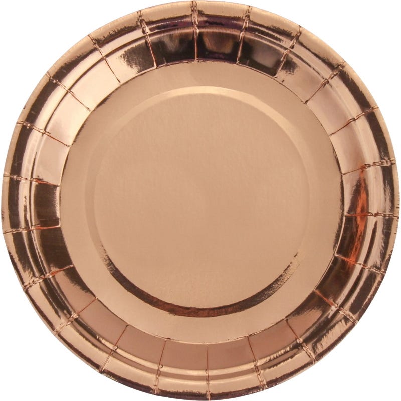 Rose Gold Foil Large Round Paper Plates (Pack of 25)