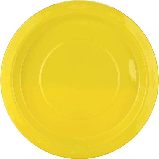 Yellow 23cm Plastic Reusable Plates (Pack of 25)