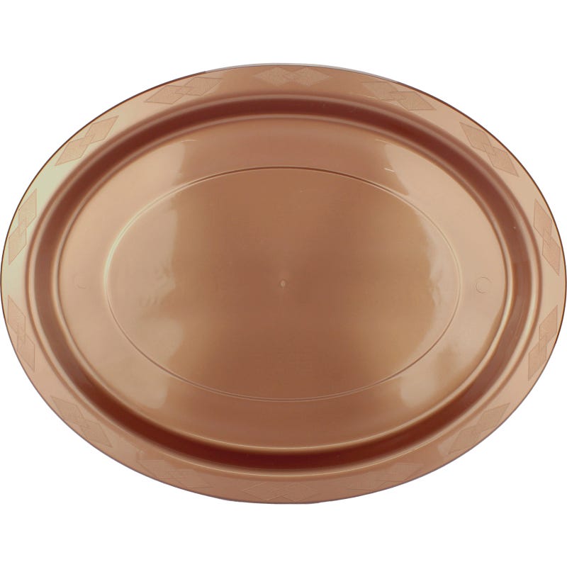 Rose Gold Plastic Reusable Oval Plates (Pack of 25)