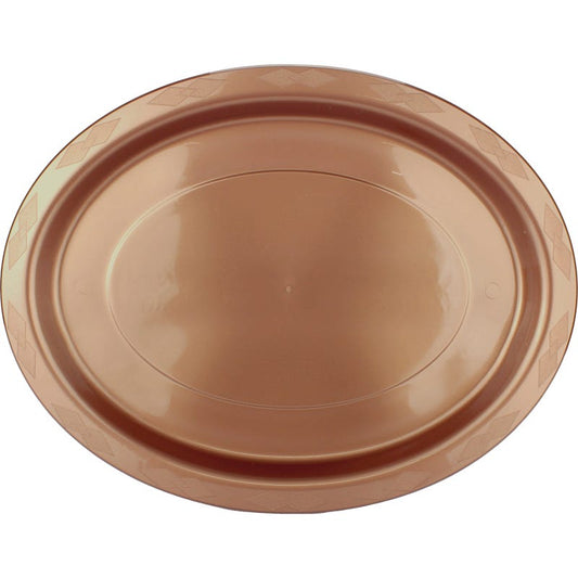 Rose Gold Plastic Reusable Oval Plates (Pack of 25)