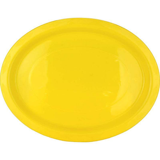Yellow Plastic Reusable Oval Plates (Pack of 25)