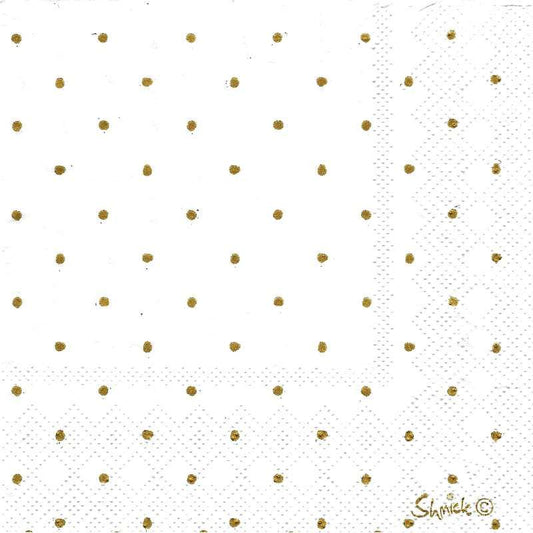 White and Gold Dot Small Napkins / Serviettes (Pack of 20)