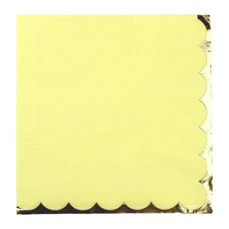 Pastel Yellow & Gold Small Paper Napkins / Serviettes (Pack of 16)