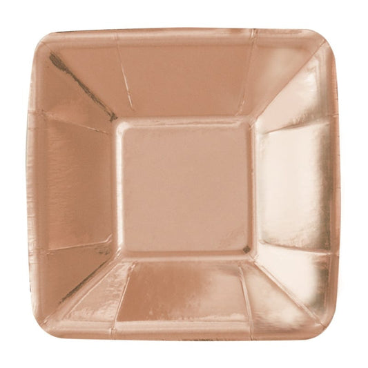 Rose Gold Foil Small Square Paper Appetizer Plates (Pack of 8)