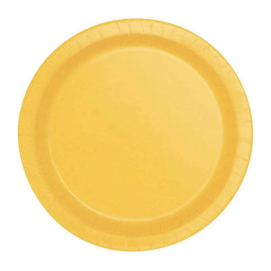 Yellow Small Paper Round Plates (Pack of 8)