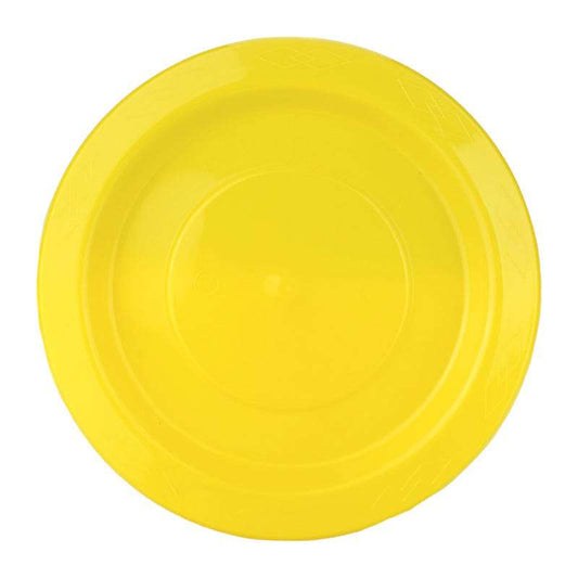 Yellow 18cm Plastic Reusable Plates (Pack of 25)