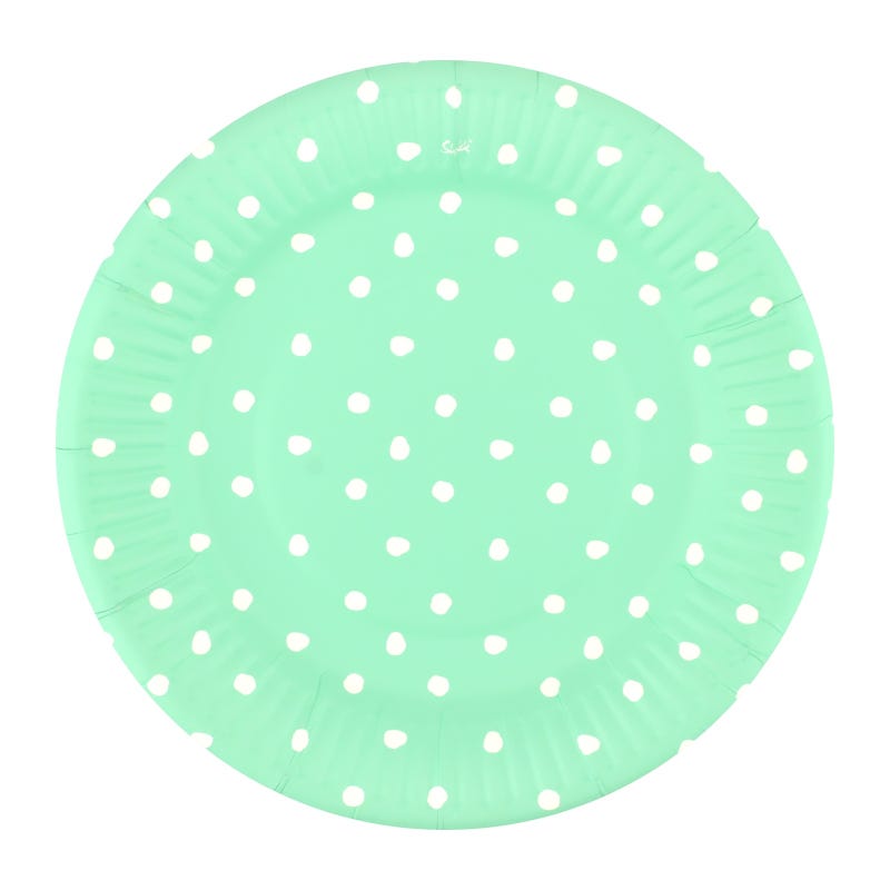 Pastel Mint and White Dot Small Paper Plates (Pack of 12)