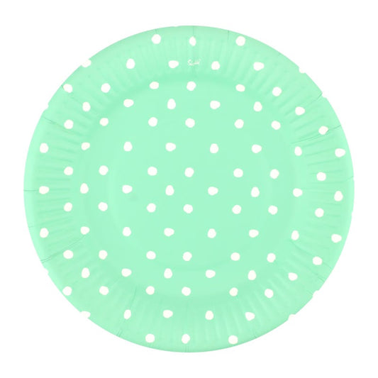 Pastel Mint and White Dot Small Paper Plates (Pack of 12)