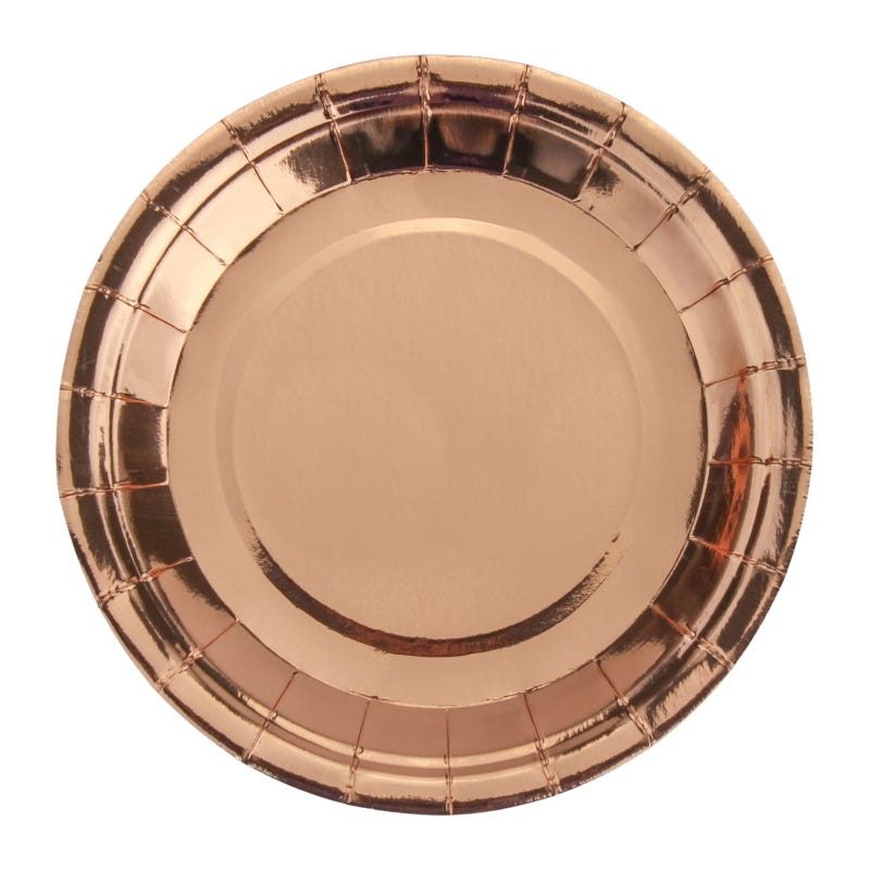 Rose Gold Foil Small Round Paper Plates (Pack of 25)