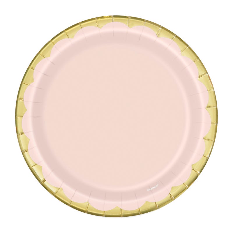 Pastel Pink & Gold Small Paper Plates (Pack of 10)