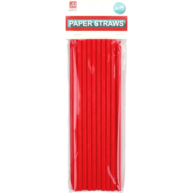 Red Paper Straws (Pack of 20)