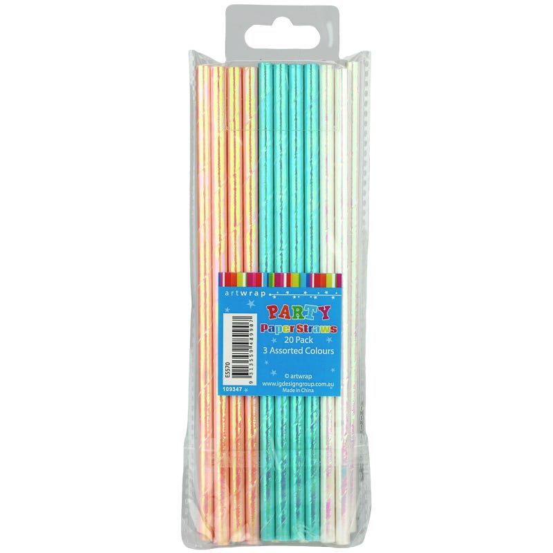 Assorted Pastel Paper Straws (Pack of 20)