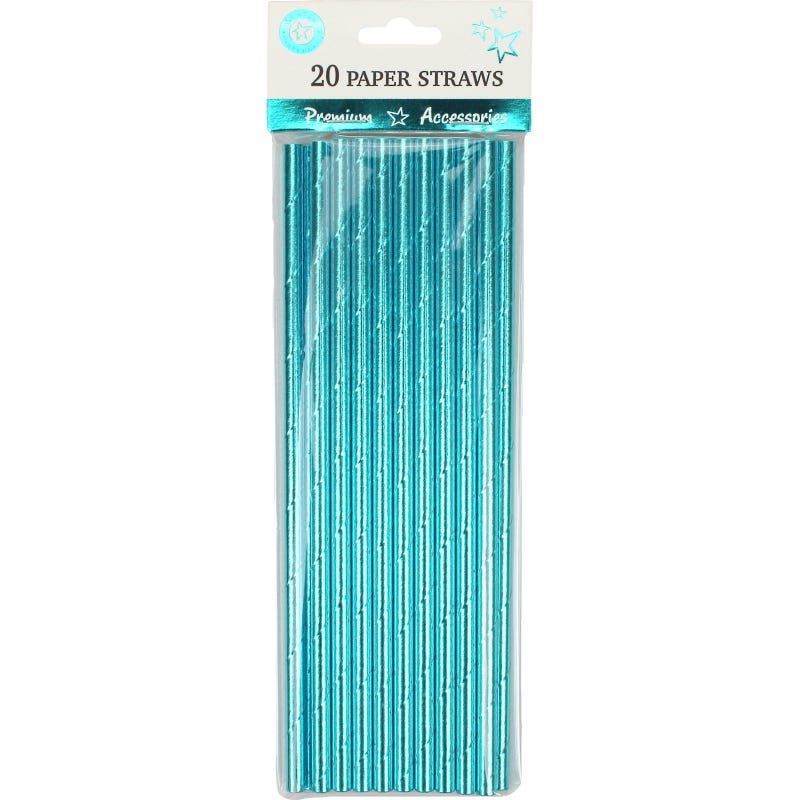 Blue Foil Paper Straws (Pack of 20)