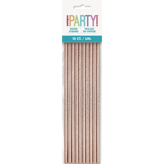 Rose Gold Foil Paper Straws (Pack of 10)