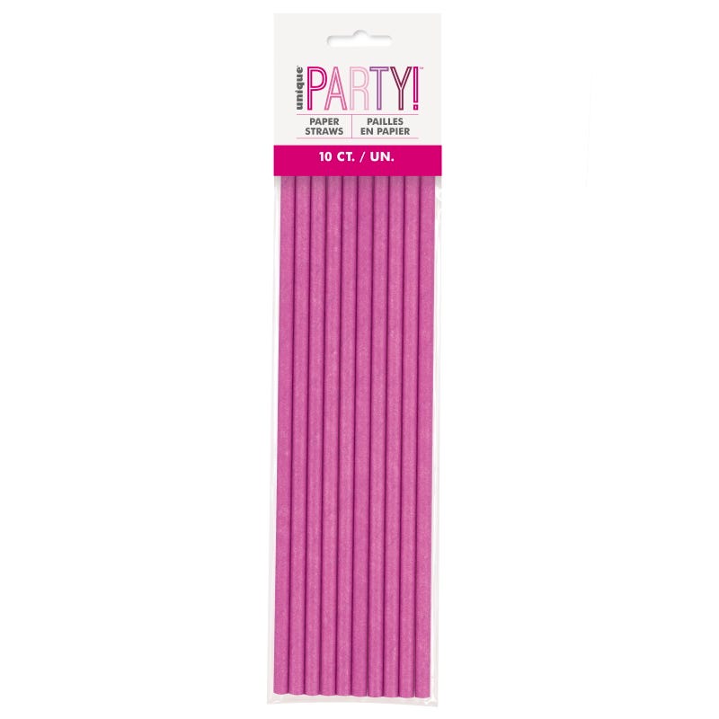 Hot Pink Paper Straws (Pack of 10)