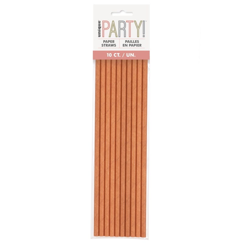 Rose Gold Paper Straws (Pack of 10)