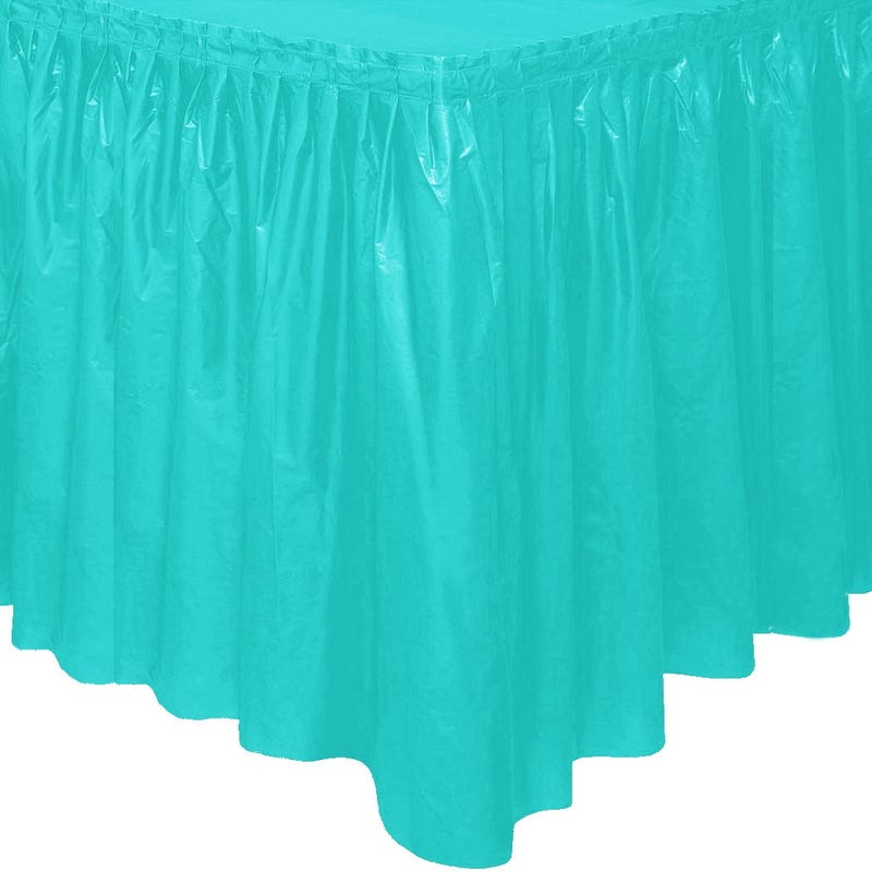 Teal Plastic Table Skirt