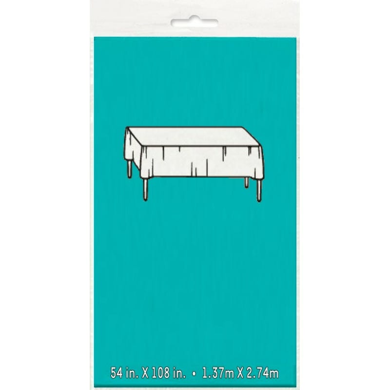 Teal Rectangular Plastic Tablecloth