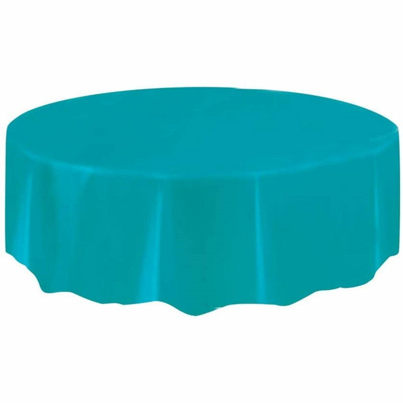 Teal Round Plastic Tablecloth