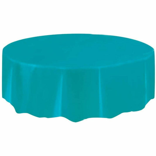 Teal Round Plastic Tablecloth