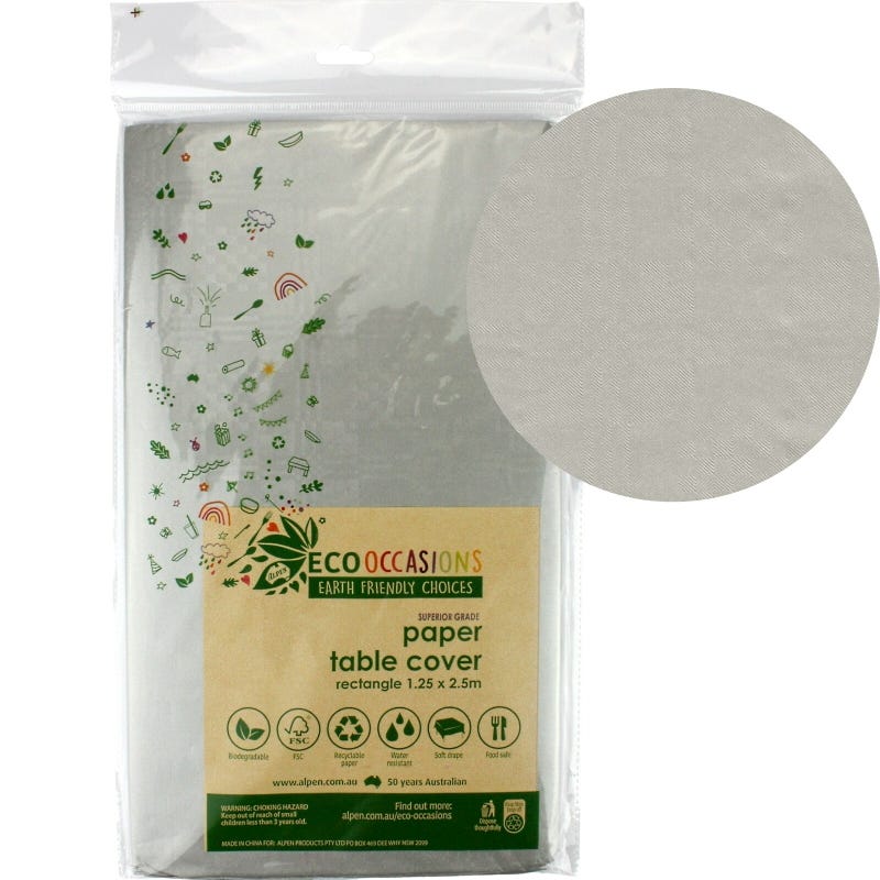 Silver Eco Biodegradable Paper Tablecloth